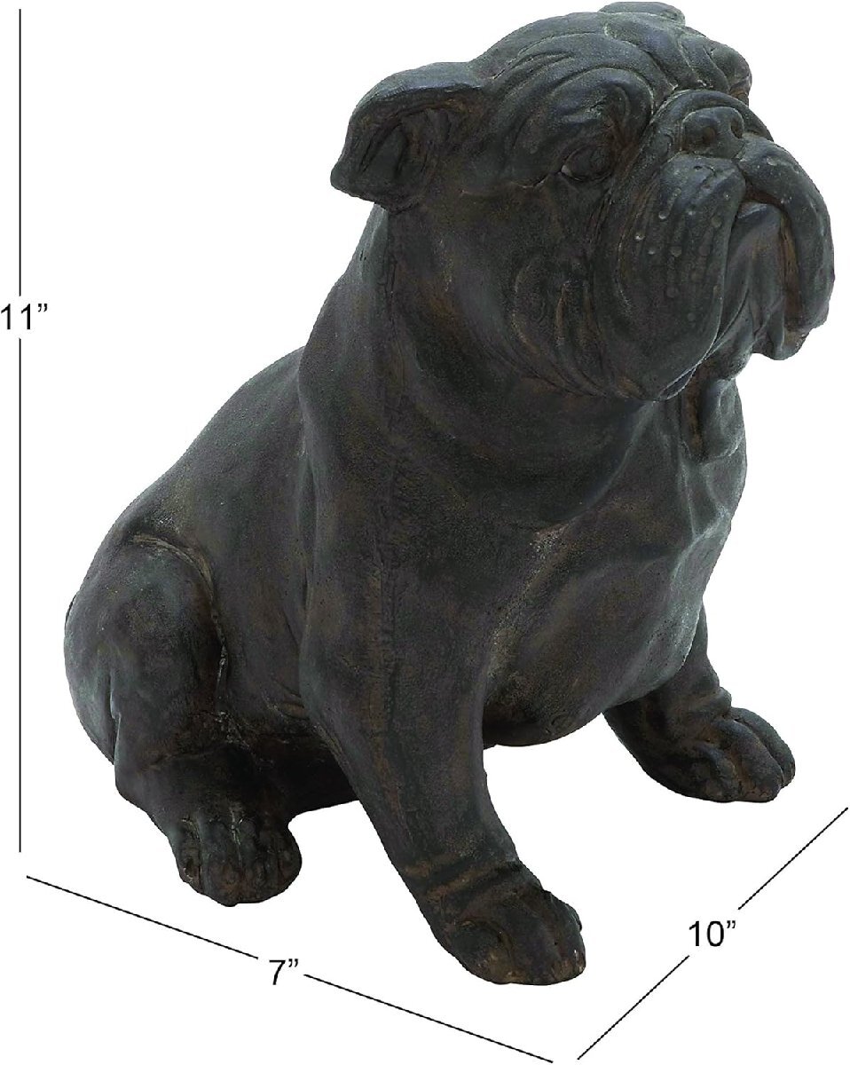 座るブルドッグ装飾彫刻 アンティーク調ホームデコレーション彫像アクセント置物動物彫刻贈り物輸入品