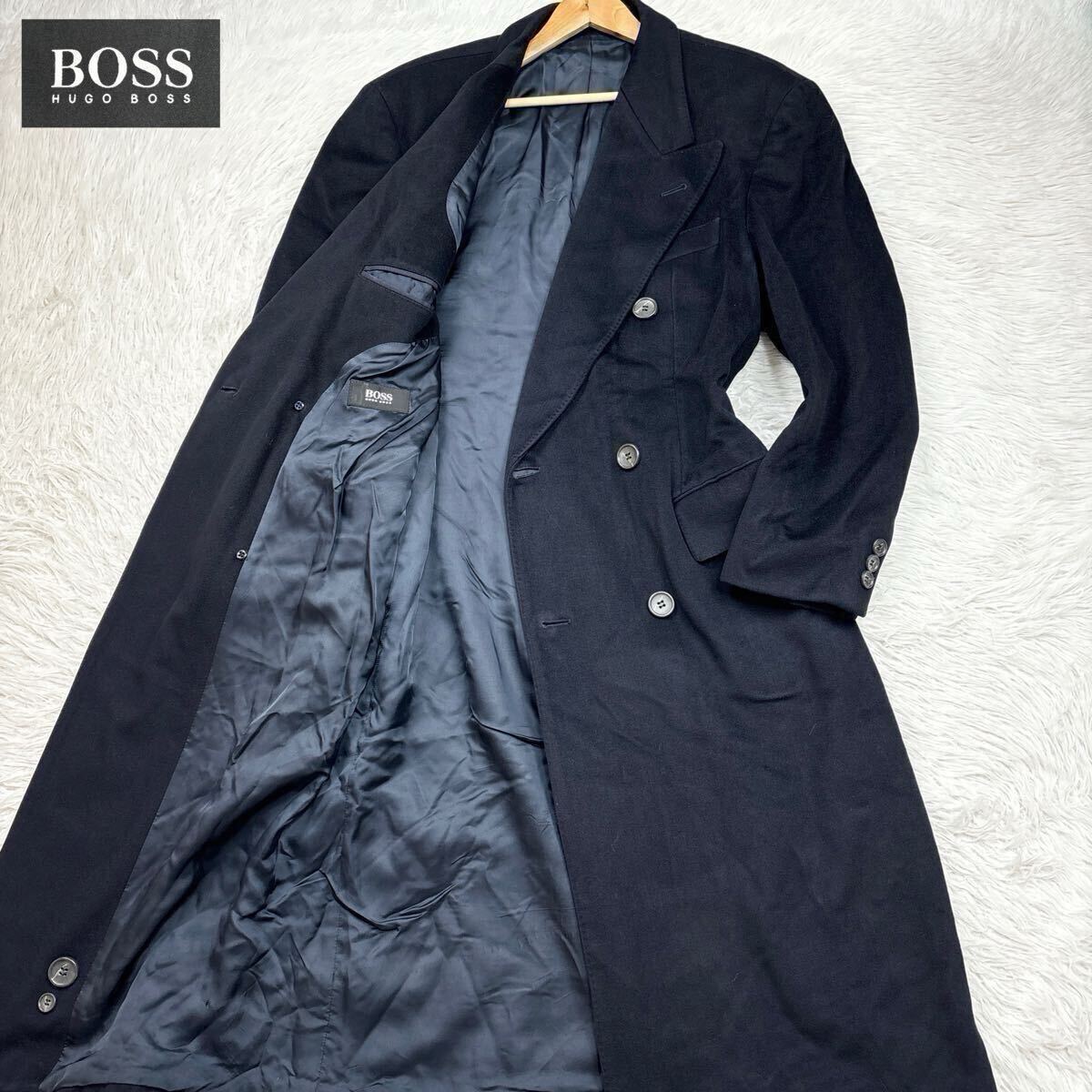 HUGO BOSS ヒューゴボス ダブル チェスターコート 黒46｜男性用