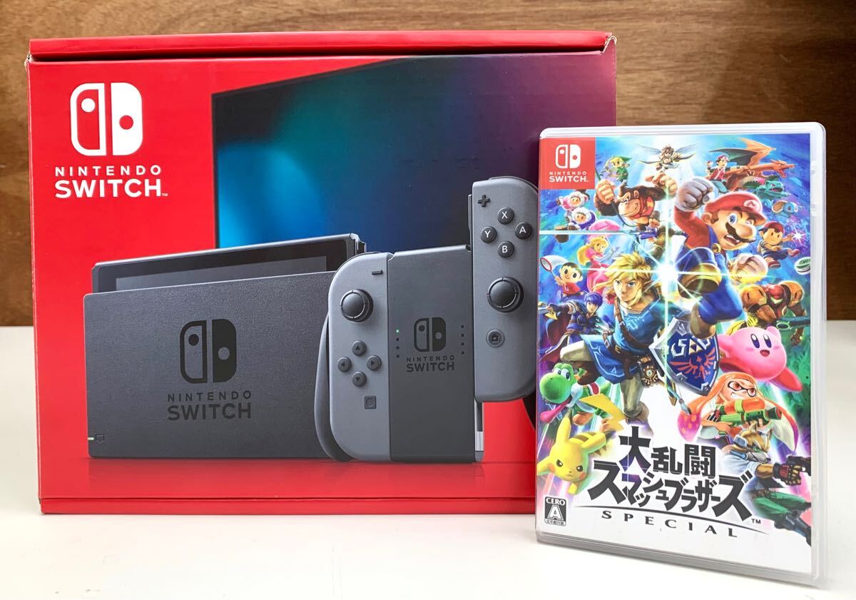 h01 Nintendo Switch グレー スイッチ 本体 大乱闘スマッシュブラザーズ スマブラ ソフトセット