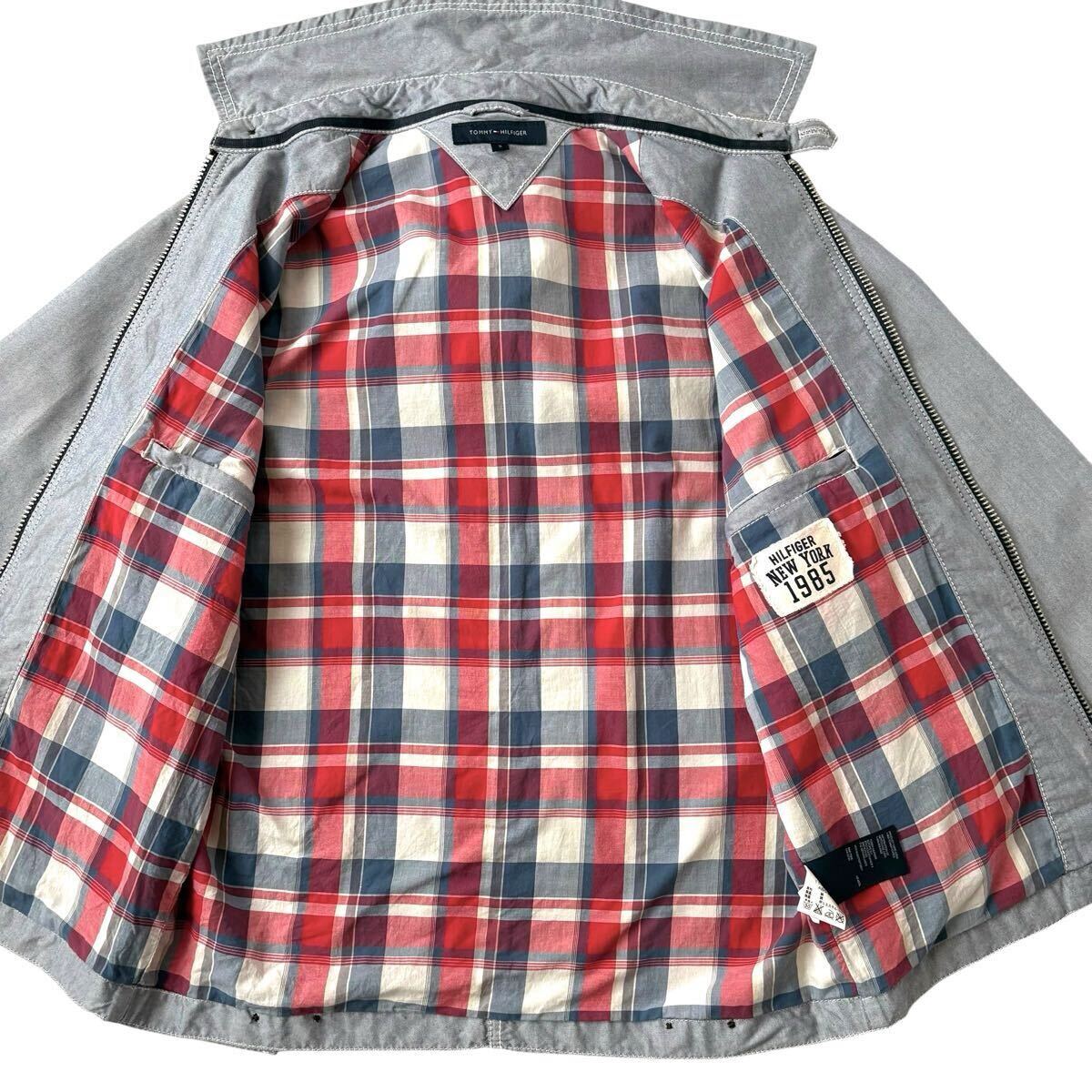  Tommy Hilfiger TOMMY HILFIGER full Zip jacket S ( Japan M) gray check pattern drizzler jacket 