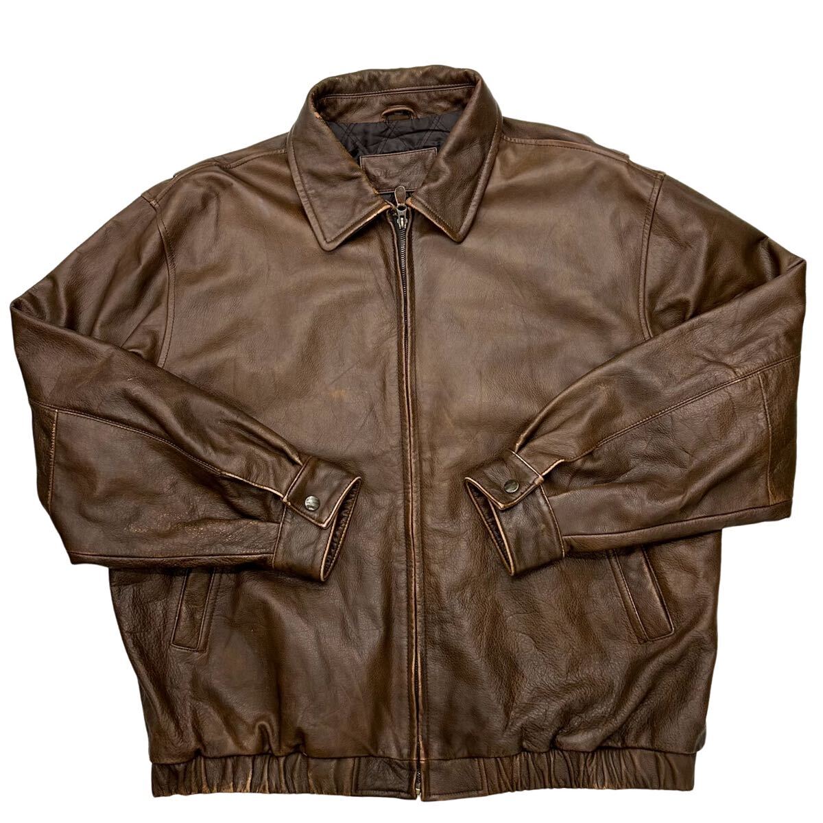 クリーニング済み ST JOHN'S BAY レザージャケット XL ブラウン クリーニング済み ST JOHN'S BAY レザージャケット XL ブラウン