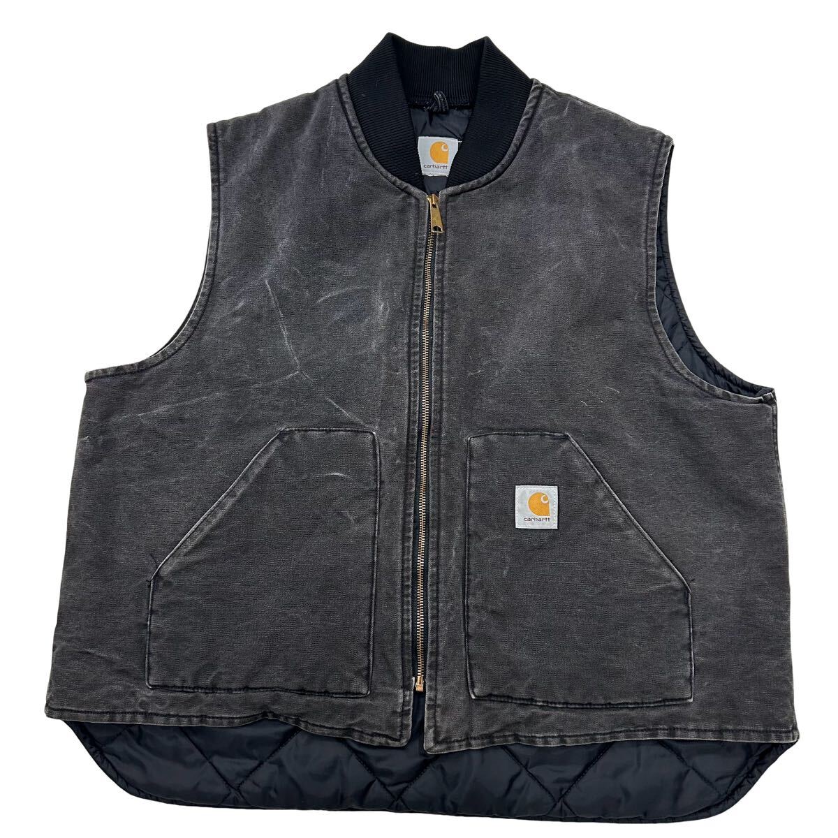 Carhartt カーハート ダックベスト ブラック 2XL〜3XL フェード Carhartt カーハート ダックベスト ブラック 2XL〜3XL フェード