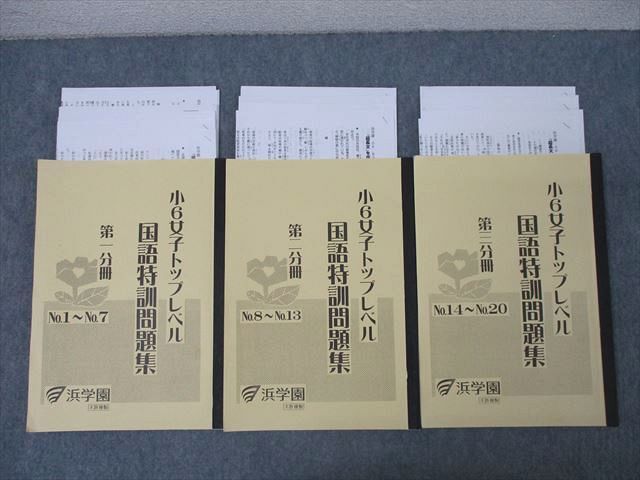 WU26-046 浜学園 小6女子トップレベル 国語特訓問題集 第一~三 WU26-046 浜学園 小6女子トップレベル 国語特訓問題集 第一~三