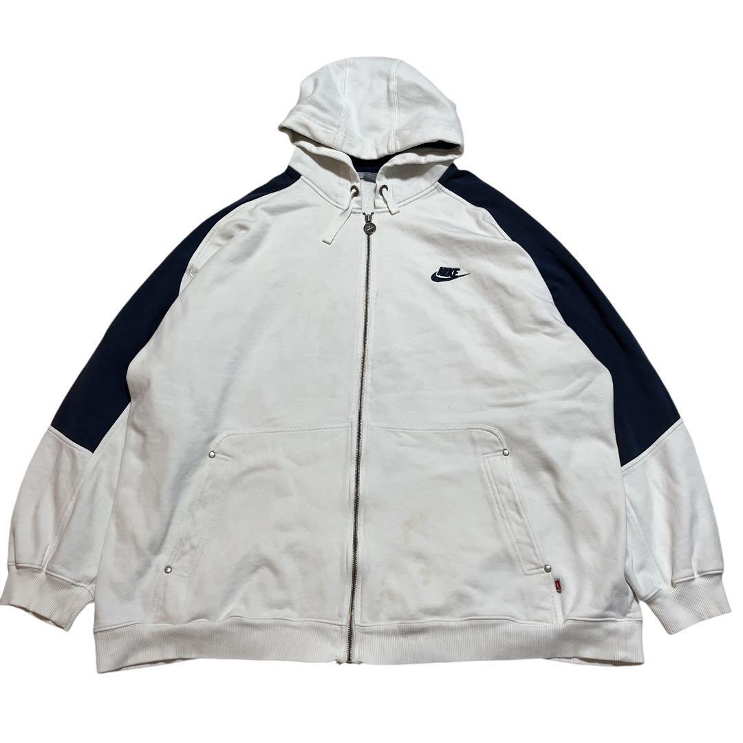 00's NIKE ナイキ ジップアップパーカー フーディー 3XL 白紺 00's NIKE ナイキ ジップアップパーカー フーディー 3XL 白紺