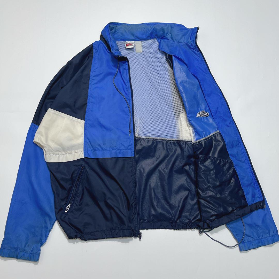 90's NIKE ナイキ 銀タグ ナイロンジャケット 青紺 L ワン 90's NIKE ナイキ 銀タグ ナイロンジャケット 青紺 L ワン