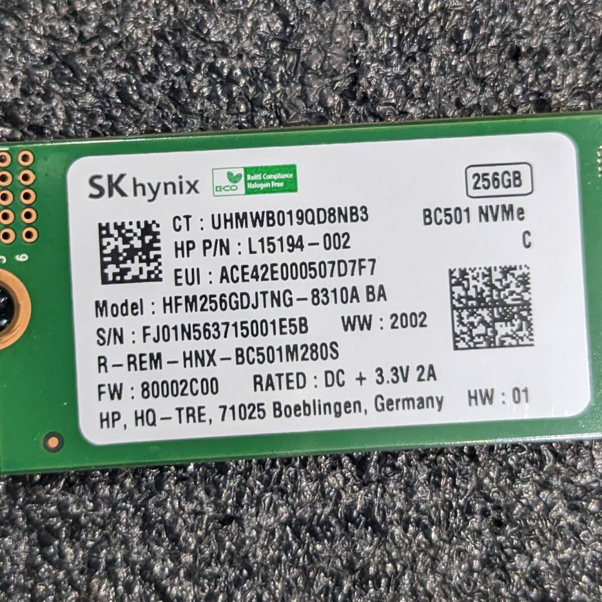 SK hynix BC501 256GB HFM256GDJTNG-8310A [M 2 2280 NVMe PCIe3 SK hynix BC501 256GB HFM256GDJTNG-8310A [M 2 2280 NVMe PCIe3