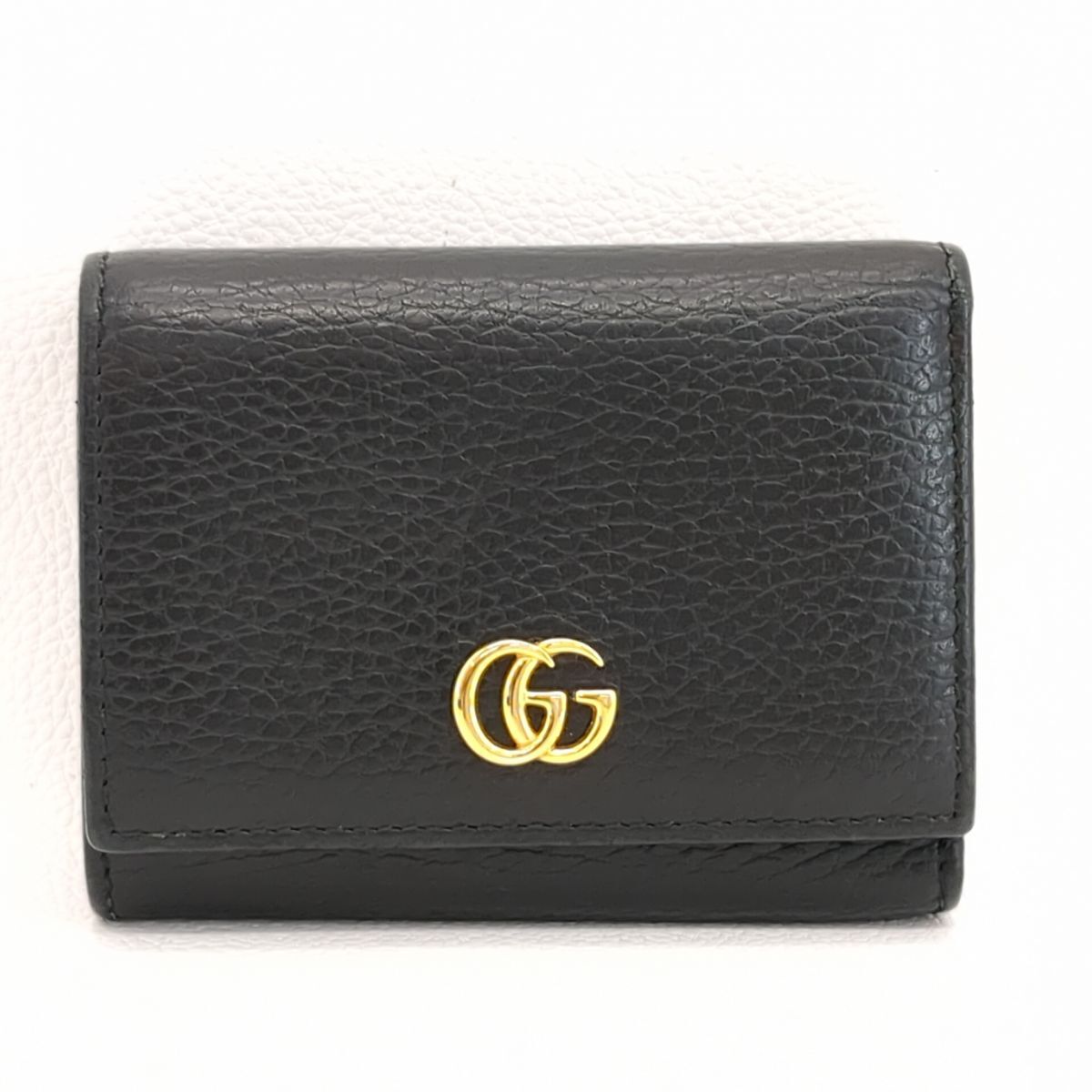グッチ 三つ折り財布 GGマーモント 474740 ブラック レザー 箱付 グッチ 三つ折り財布 GGマーモント 474740 ブラック レザー 箱付