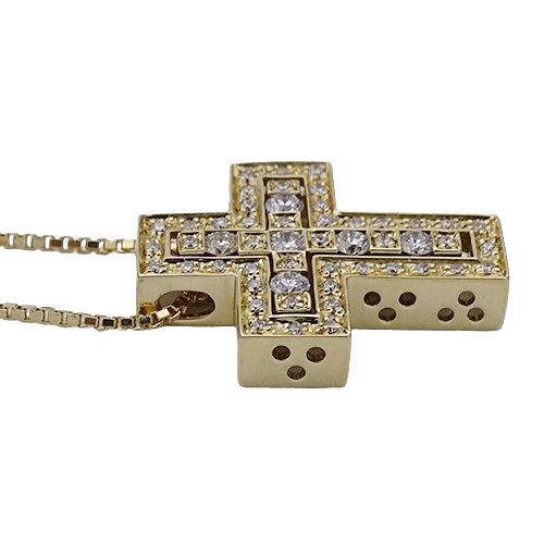 ダミアーニ DAMIANI ネックレス レディース メンズ ブランド 750YG ダイヤモンド ベルエポック XSサイズ クロス 十字架 磨き済み