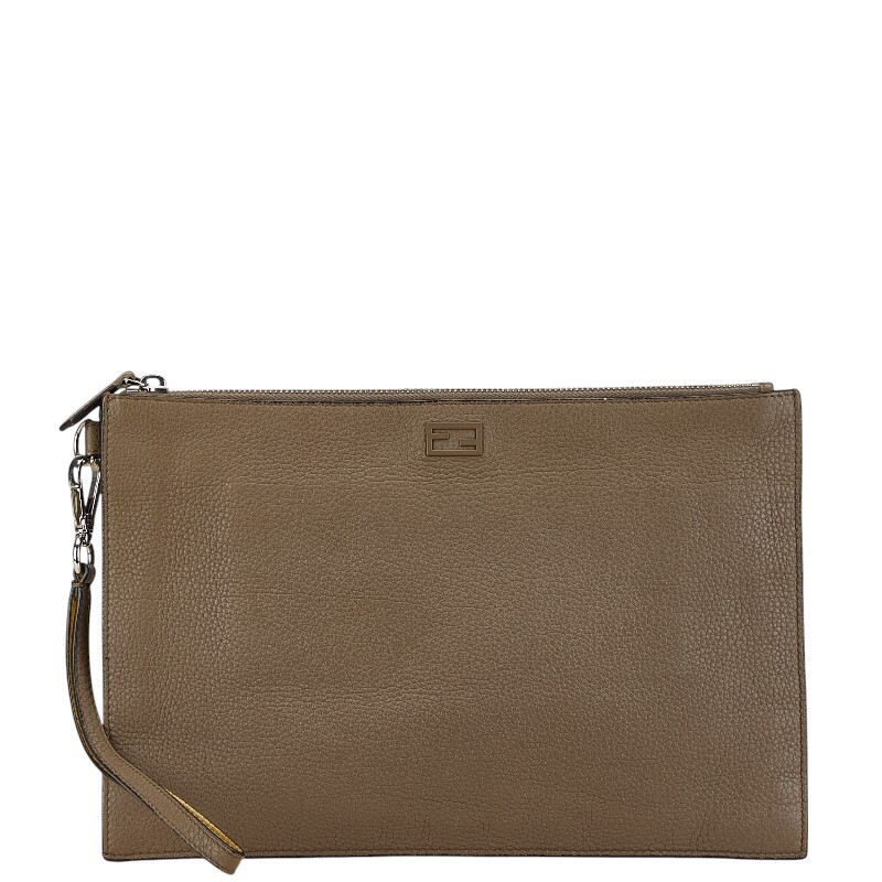フェンディ クラッチバッグ セカンドバッグ 7N0110 グレージュ レザー レディース FENDI 【中古】