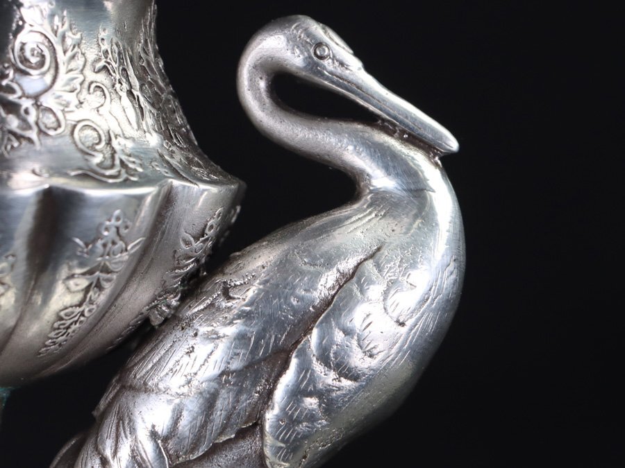 .* genuine article guarantee original silver made fine art silver extra-large work pine .. work cover thing type phoenix . flower string sculpture dragon ear crane pair censer gross weight 3.46kg original silver . disassembly . ending original silver purity 99.6% extra-large censer 