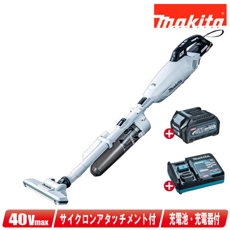 マキタ　40Vmax　充電式クリーナ　サイクロンアタッチメント付　CL001GRDCW　Li-ion充電池(BL4025)1個　充電器(DC40RA)