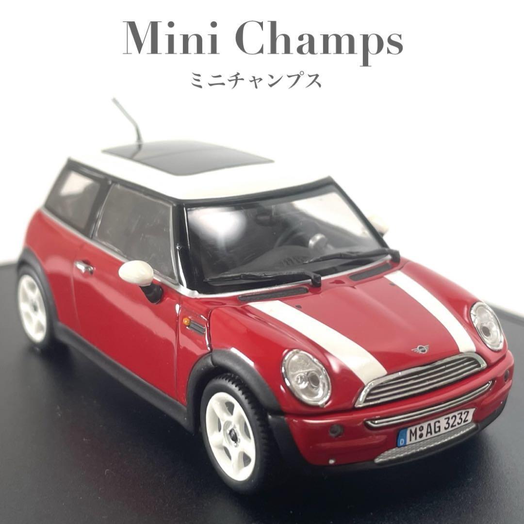 美品 Mini Champs ミニチャンプス MINI COOPER ミニクーパー 1/43 BMW レッド 赤 ディーラー ミニカー おもちゃ ケース付き