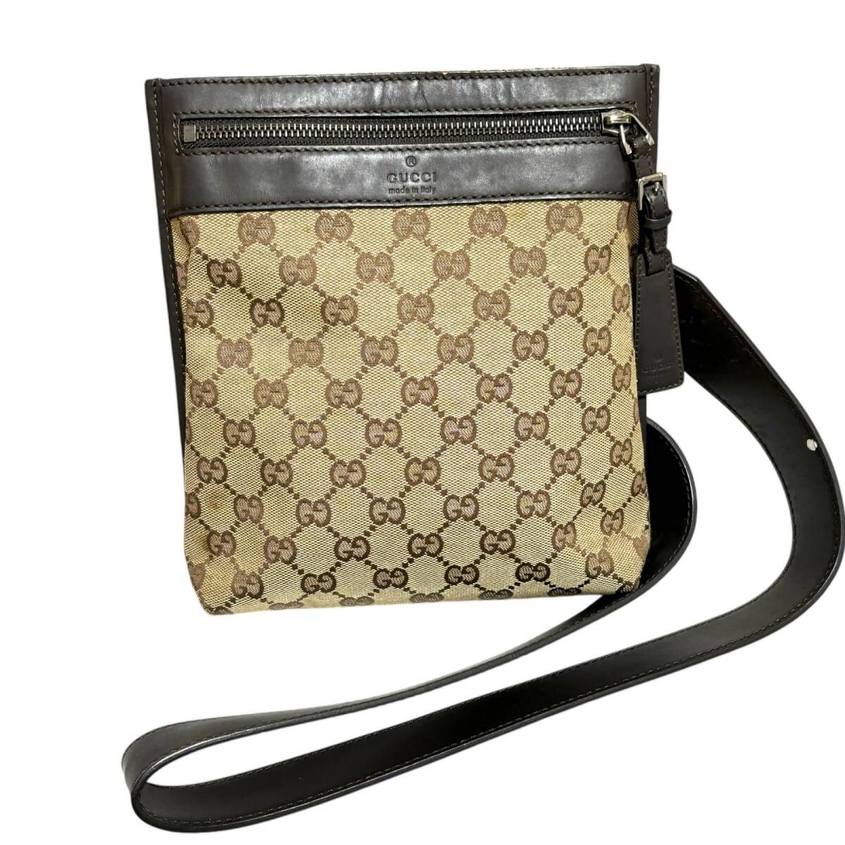 GUCCI グッチ GGキャンバス ショルダーバッグ レザー ブラウン系 92562