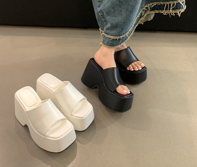  all 2 color beach sandals mules thickness bottom thickness bottom shoes platform plain simple 36 black 