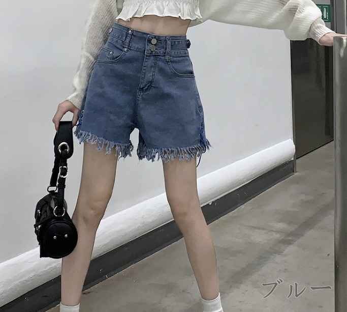  all 2 color Denim short pants show pansy bread cutting change slim put on .. Denim simple L blue 