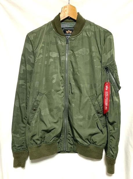 ★美品　ALPHA INDUSTRIES アルファ　BONDING LIGHT MA-1 JACKET ライト MA-1 フライトジャケット シャドーカモフラ L 