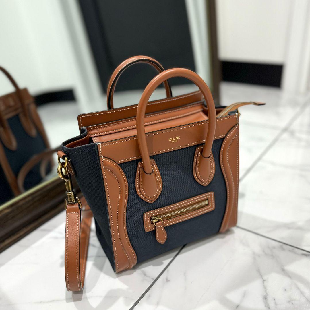 CELINE セリーヌ ラゲージ ナノショッパー バイカラー やぶ CELINE セリーヌ ラゲージ ナノショッパー バイカラー やぶ
