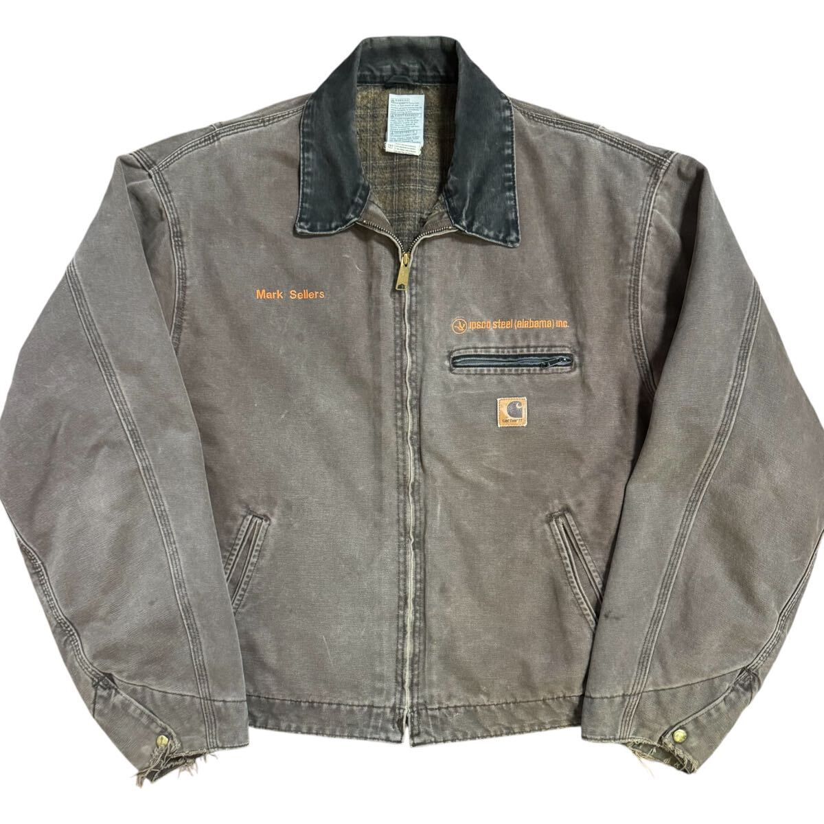 稀少 Carhartt USA製 企業ロゴ ダック デトロイトジャケット J97 稀少 Carhartt USA製 企業ロゴ ダック デトロイトジャケット J97
