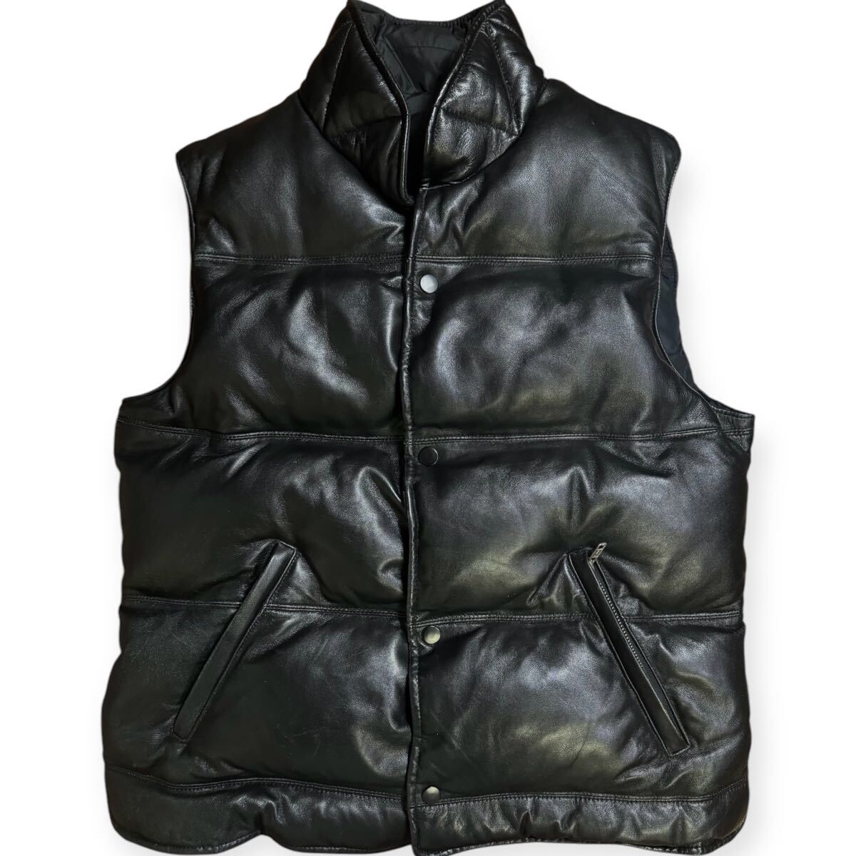 Y'2 Leather 羊革 オールレザー ダウンベスト ブラック Mサイズ Y'2 Leather 羊革 オールレザー ダウンベスト ブラック Mサイズ
