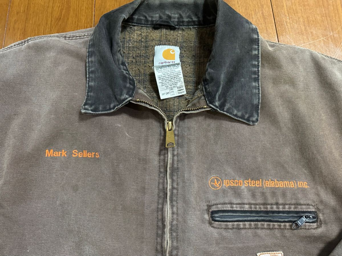 稀少 Carhartt USA製 企業ロゴ ダック デトロイトジャケット J97 稀少 Carhartt USA製 企業ロゴ ダック デトロイトジャケット J97