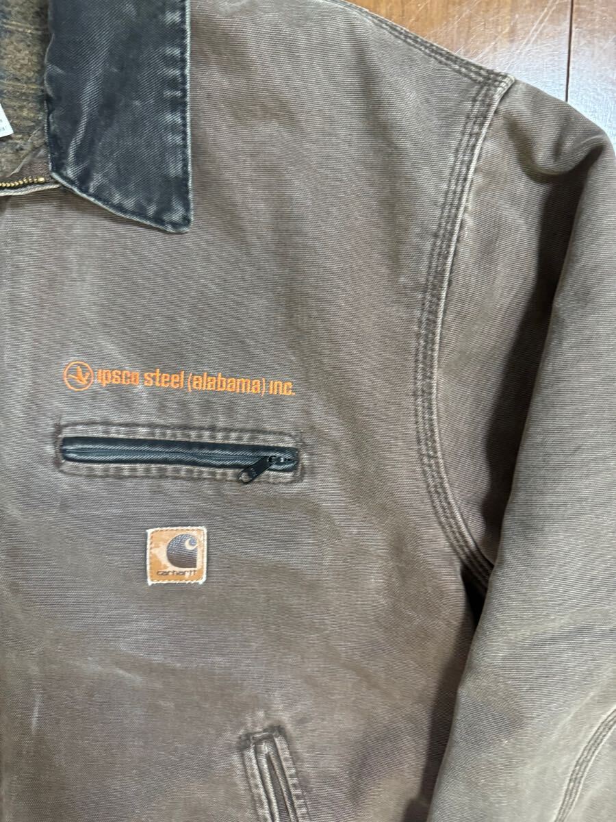 稀少 Carhartt USA製 企業ロゴ ダック デトロイトジャケット J97 稀少 Carhartt USA製 企業ロゴ ダック デトロイトジャケット J97