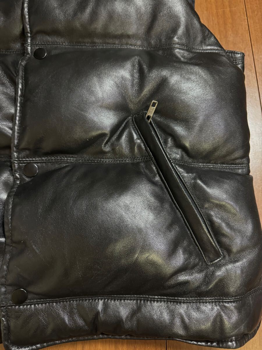 Y'2 Leather 羊革 オールレザー ダウンベスト ブラック Mサイズ Y'2 Leather 羊革 オールレザー ダウンベスト ブラック Mサイズ