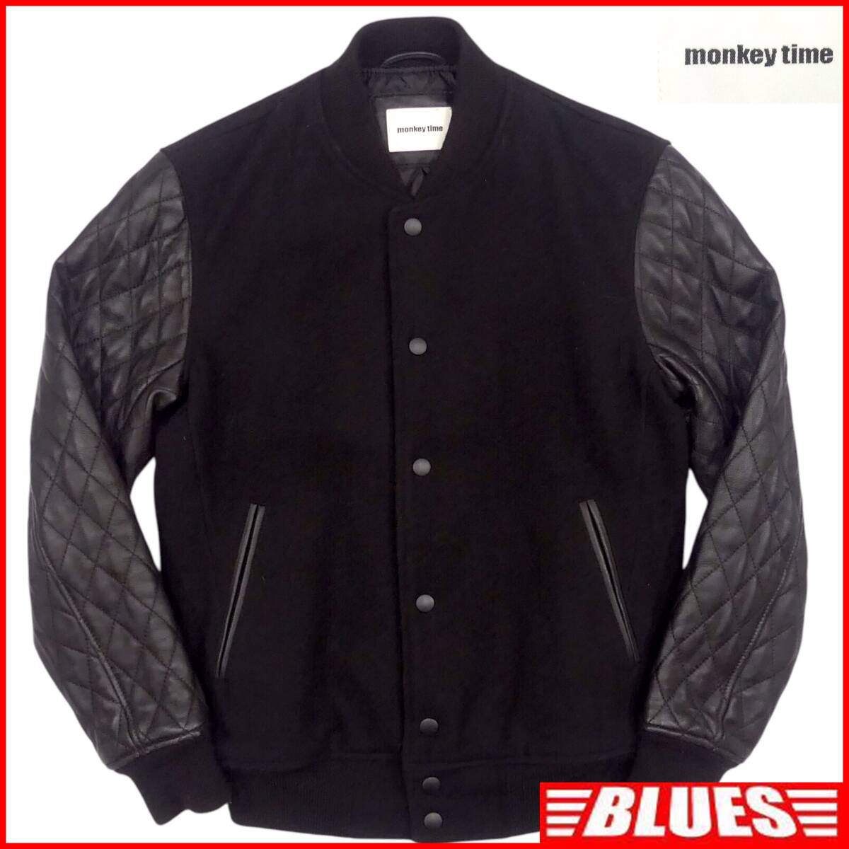 ※sellbuy0302 monkey time スタジャン 即決☆Monkey time☆メンズ S レザーアームスタジャン モンキー