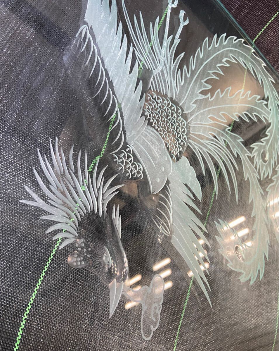 龍 鳳凰 エッチングガラス 50cm x 50cm x 12mm ガレージ 店舗 龍 鳳凰 エッチングガラス 50cm x 50cm x 12mm ガレージ 店舗