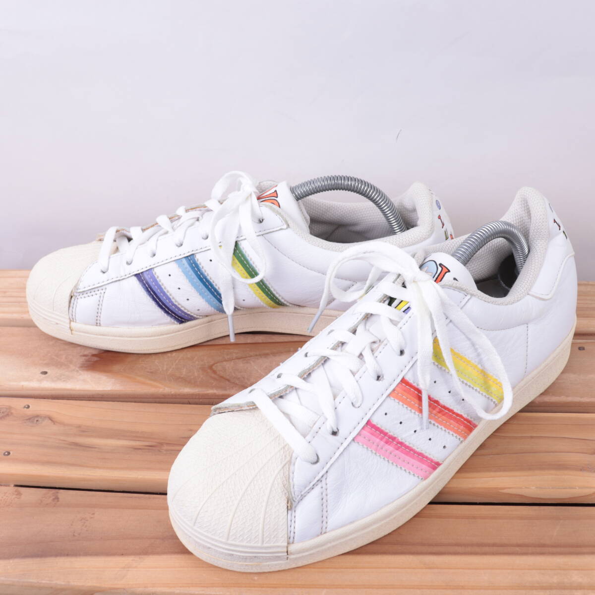 z6414 アディダス スーパースター US9 27.0cm/白 ホワイト マルチカラー adidas SUPERSTAR メンズ スニーカー 中古