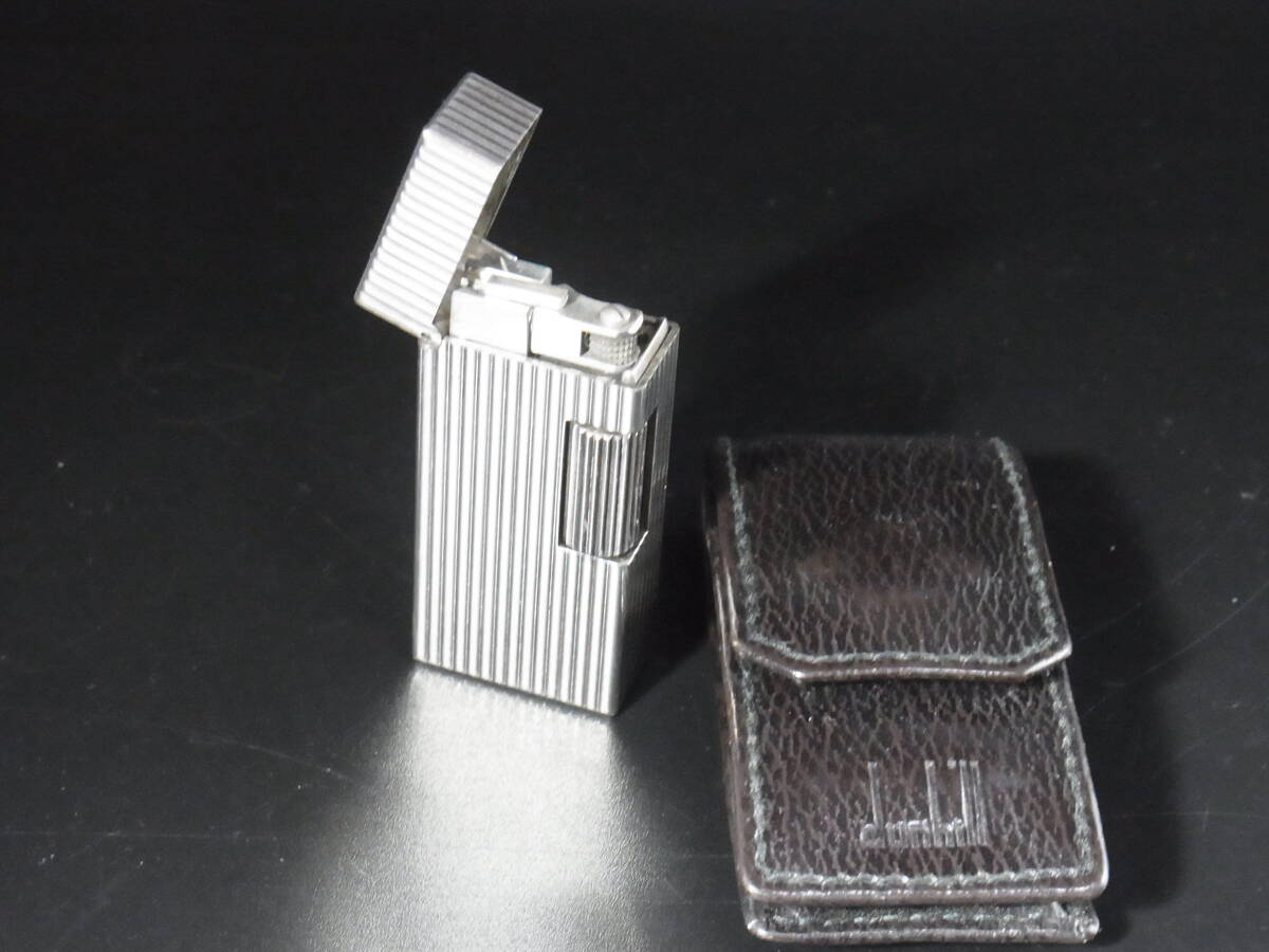◆ダンヒル≪ガスライター/ショート/シルバー/革ケース付≫dunhill Gas Lighter ヴィンテージ1990ｓ～