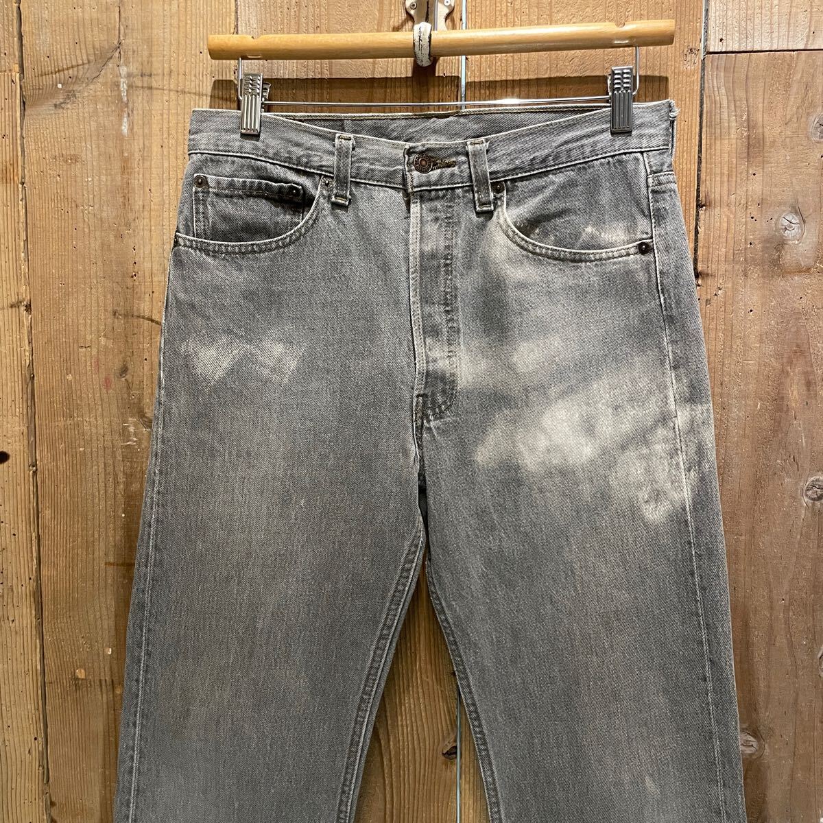 【W(wǎng)31 L28】 90s USA制 Levi’s 501 ブラック デニム パンツ リーバイス ビンテージ アメリカ古著 80s ジーンズ 黒 先染め グレー