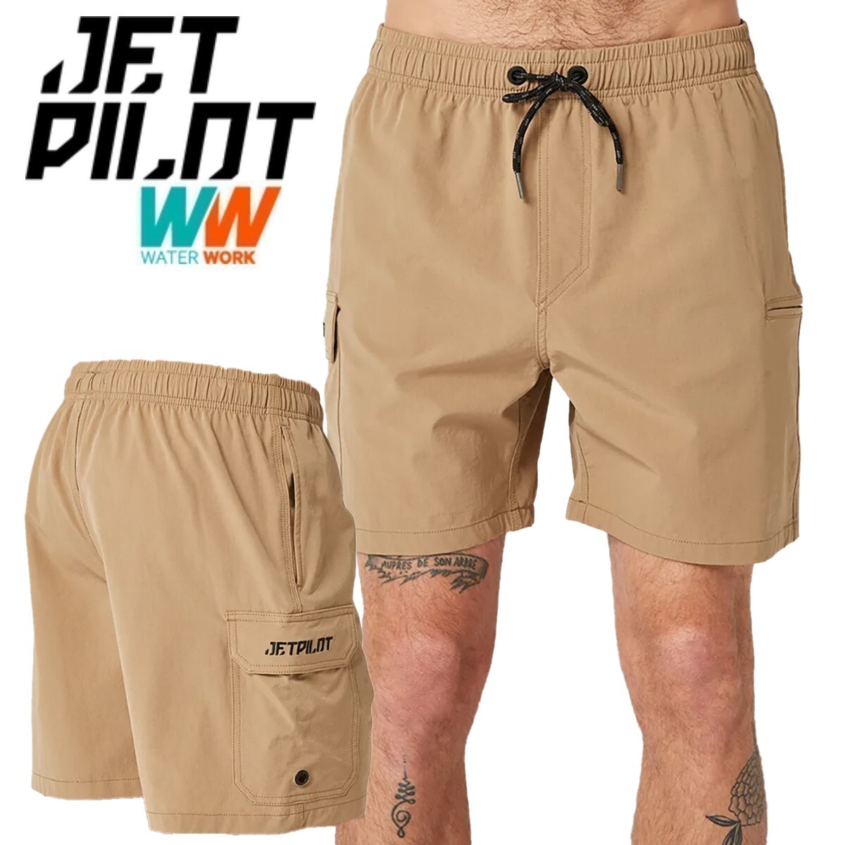 ジェットパイロット JETPILOT ハーフパンツ 送料無料 ジェットライト エラスティケイテッド ショーツ 2S21905 カーキ 42'' 短パン