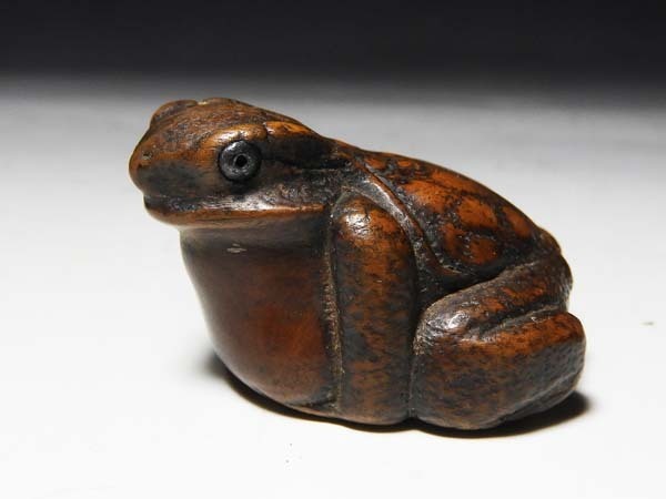 木製 提物 根付 玉石銘 蛙力士 横綱 相撲 彫刻 木彫【MA887】