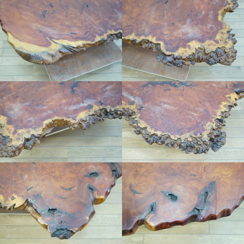 東ハ:【唐木家具】瘤杢 玉杢 花梨 無垢材 一枚板 座卓 約114.5 東ハ:【唐木家具】瘤杢 玉杢 花梨 無垢材 一枚板 座卓 約114.5
