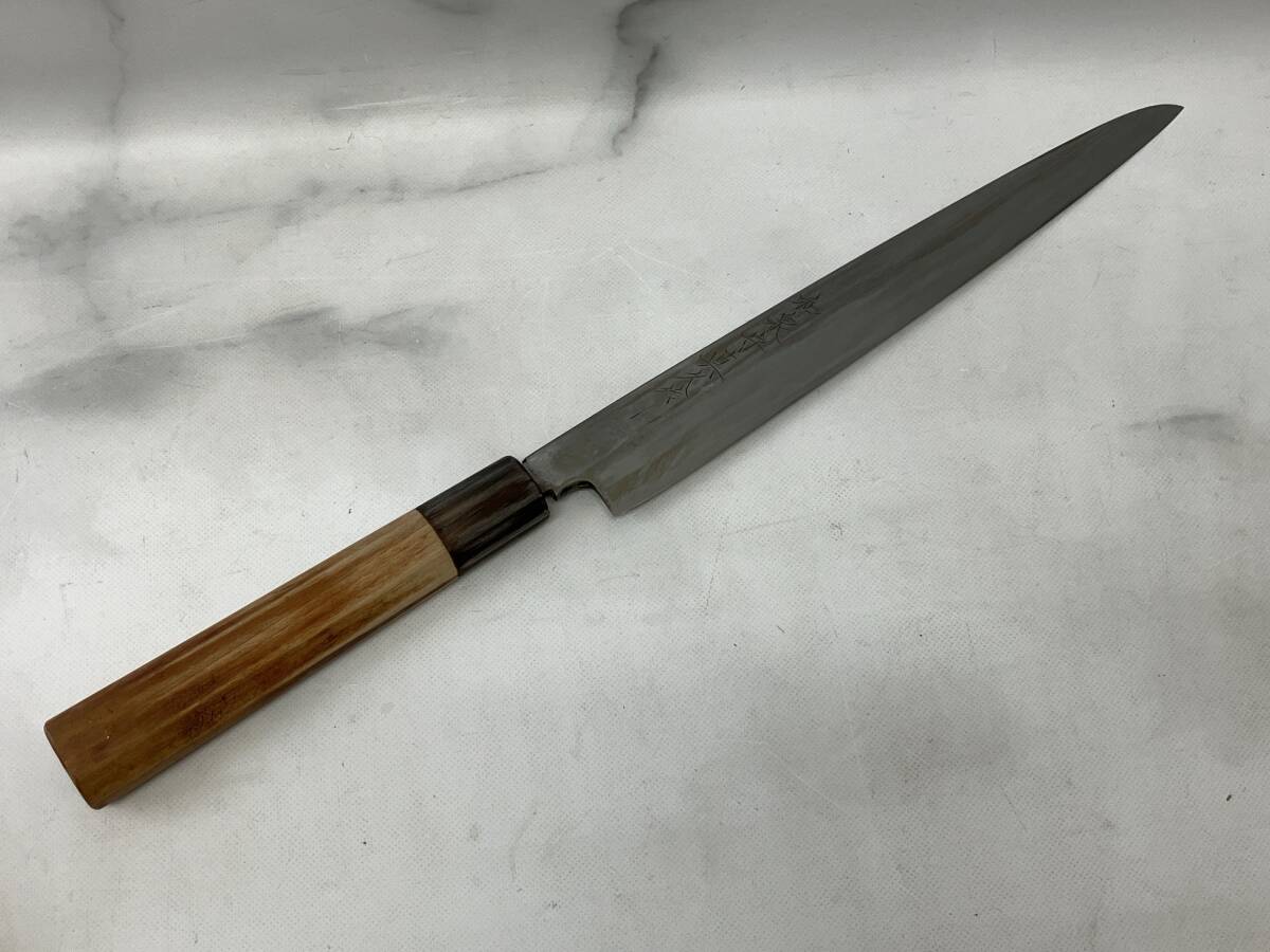 和泉守真久 柳刃包丁 刺身包丁 和包丁 全長約415mm 刃渡り約250mm 中古 管理HT004
