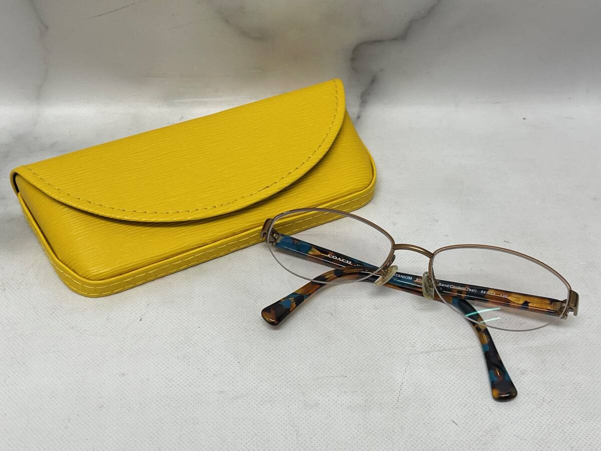 中古 コーチ COACH 9242 54□17 度あり メガネ 眼鏡 ブラウン系 チタニウム TITANIUM