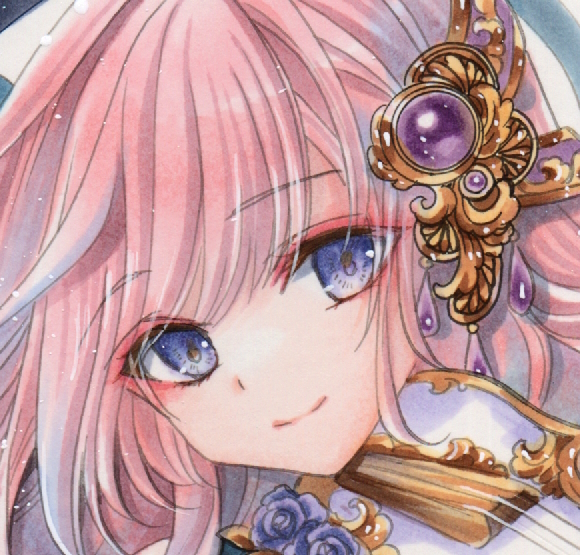 紫音　手描きイラスト　リクエスト 同人手描きイラスト・オリジナル『バイオリンの音色』A4サイズ