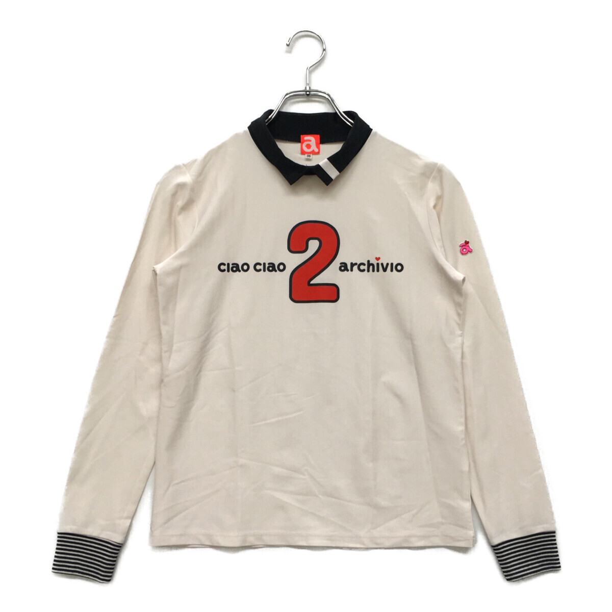 coco 中古 アルチビオ archivio レディース 長袖シャツ 36(S) 白 ホワイト ストレッチ ロゴプリント ネコパケ発送可 89674
