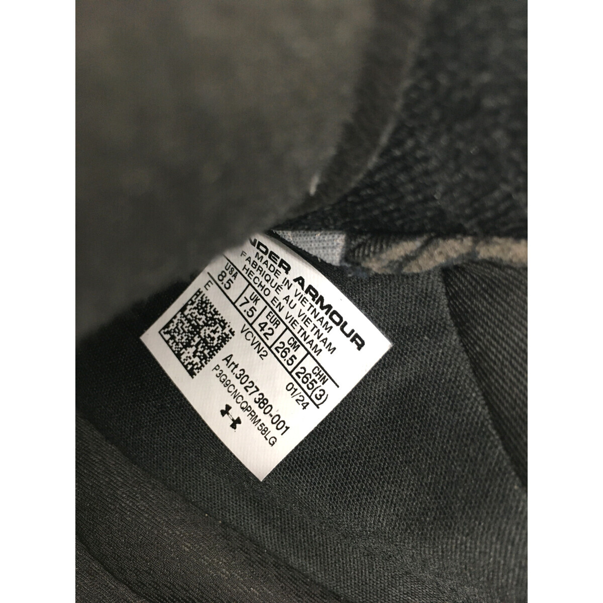 coco 中古 アンダーアーマー UNDER ARMOUR ゴルフシューズ 26.5cm 黒 UAファントム ボア スパイクレス ワイド 軽量 [3027380] K5613