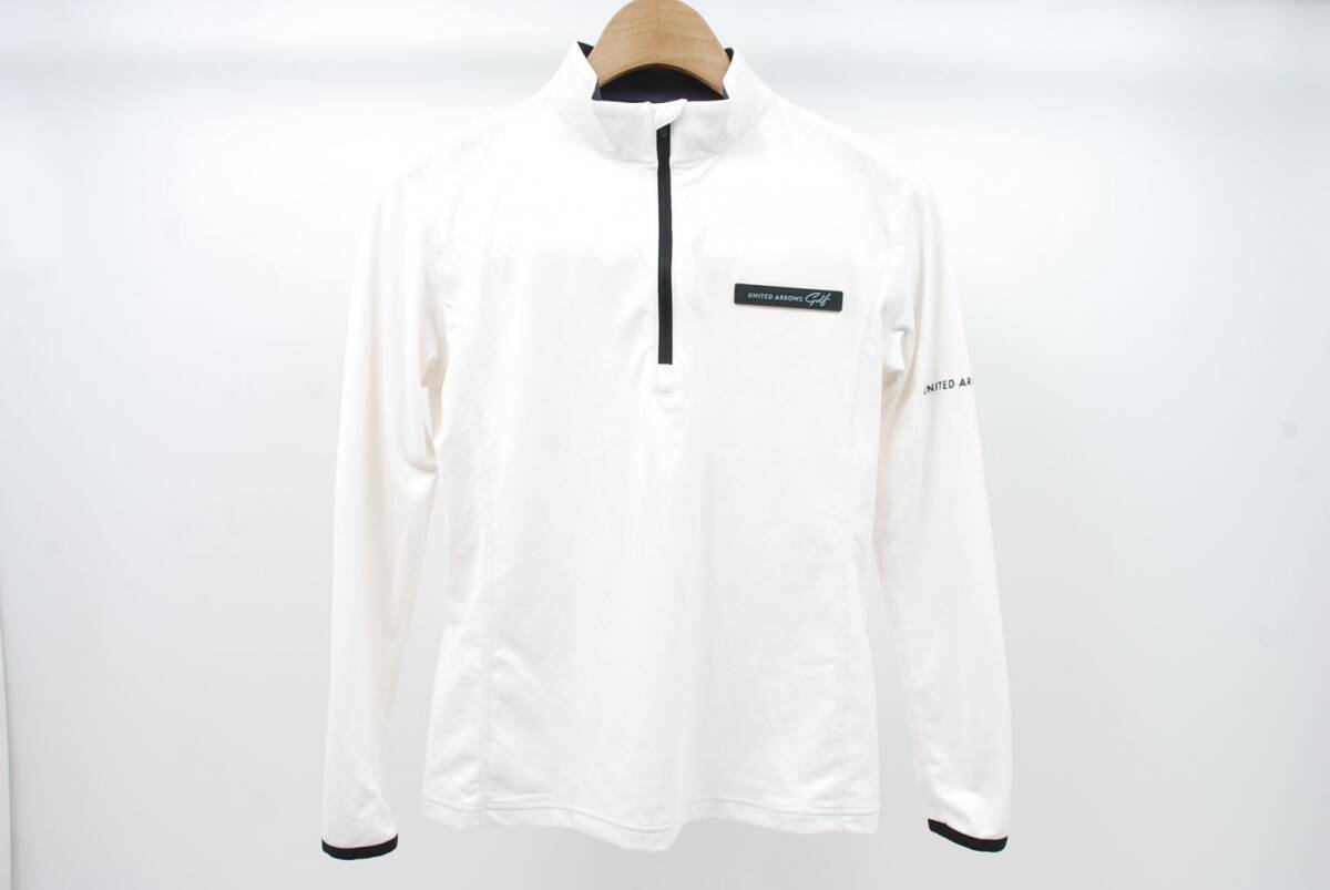 coco 中古 ユナイテッドアローズ UNITED ARROWS レディース 長袖シャツ S 白 ホワイト ハーフジップ レターパックプラス発送可 81041