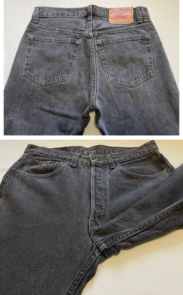 送料込み！90S米國(guó)制 LEVIS リーバイス501-0658 先染めブラック 裾ユニオンスペシャル！刻印653 表記W31L36 ヴィンテージ[XX502.505.606.66