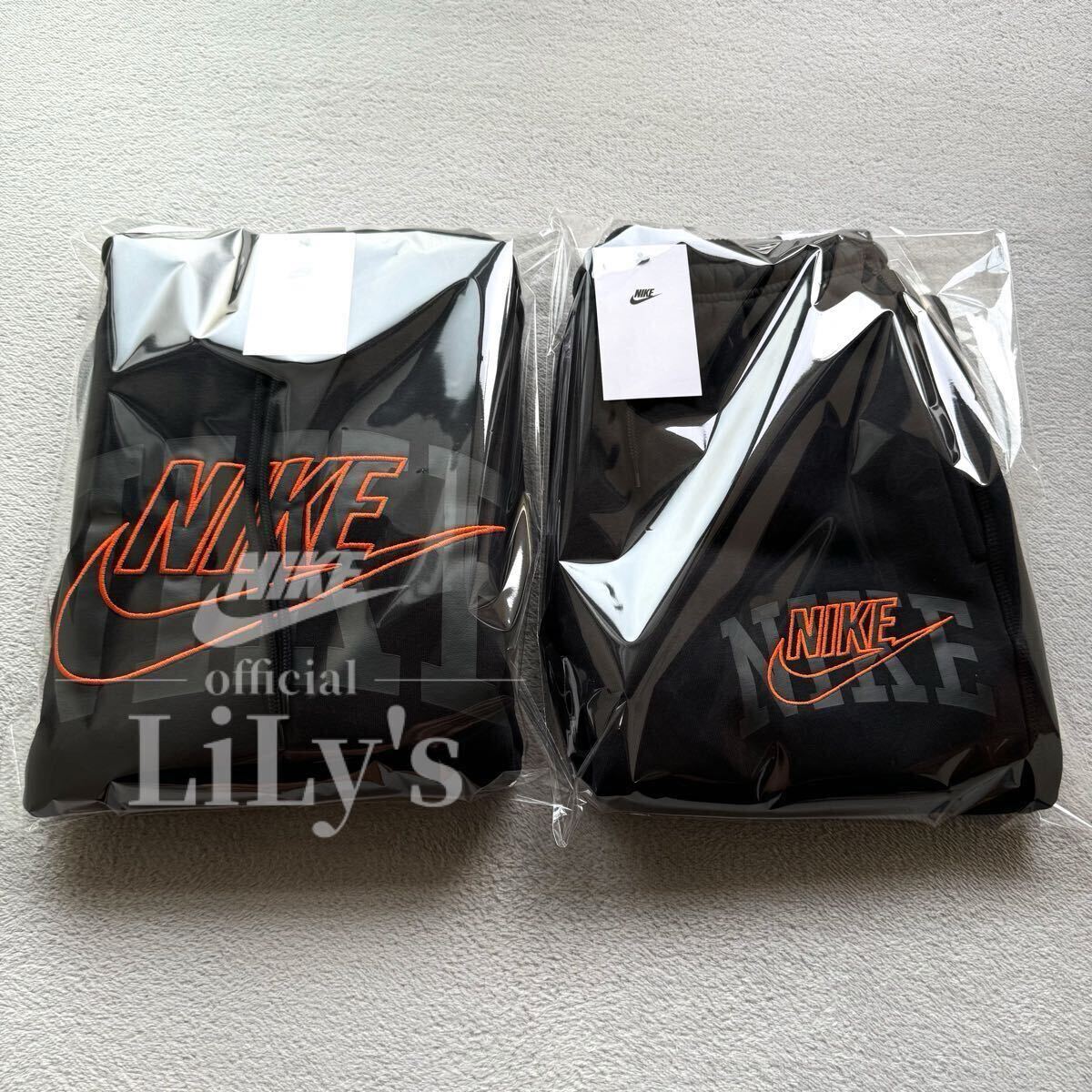 新品未使用 NIKE上下セットアップ Lサイズ 黒 オレンジ ス 新品未使用 NIKE上下セットアップ Lサイズ 黒 オレンジ ス