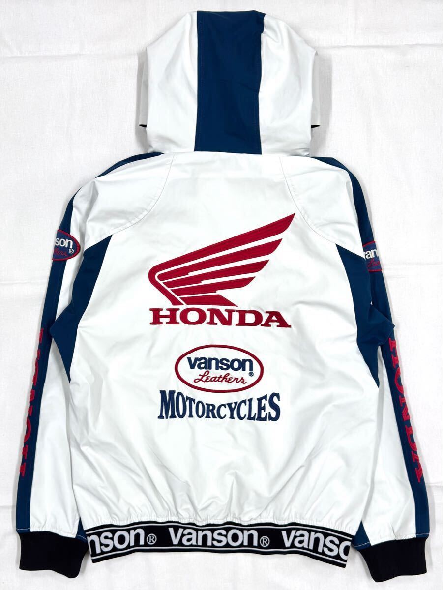 VANSON HONDA バンソン ホンダ コラボ 刺繍 三層ストレッチ F/Zパーカー ジャケット アウター hrv-2415 ホワイト Mサイズ