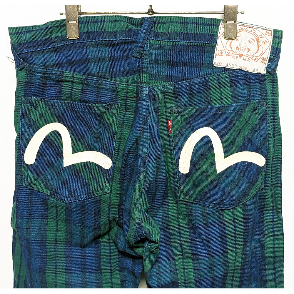 EVISU LOT5500 チェックデニムパンツ 34 洗い YAMANE エヴィス