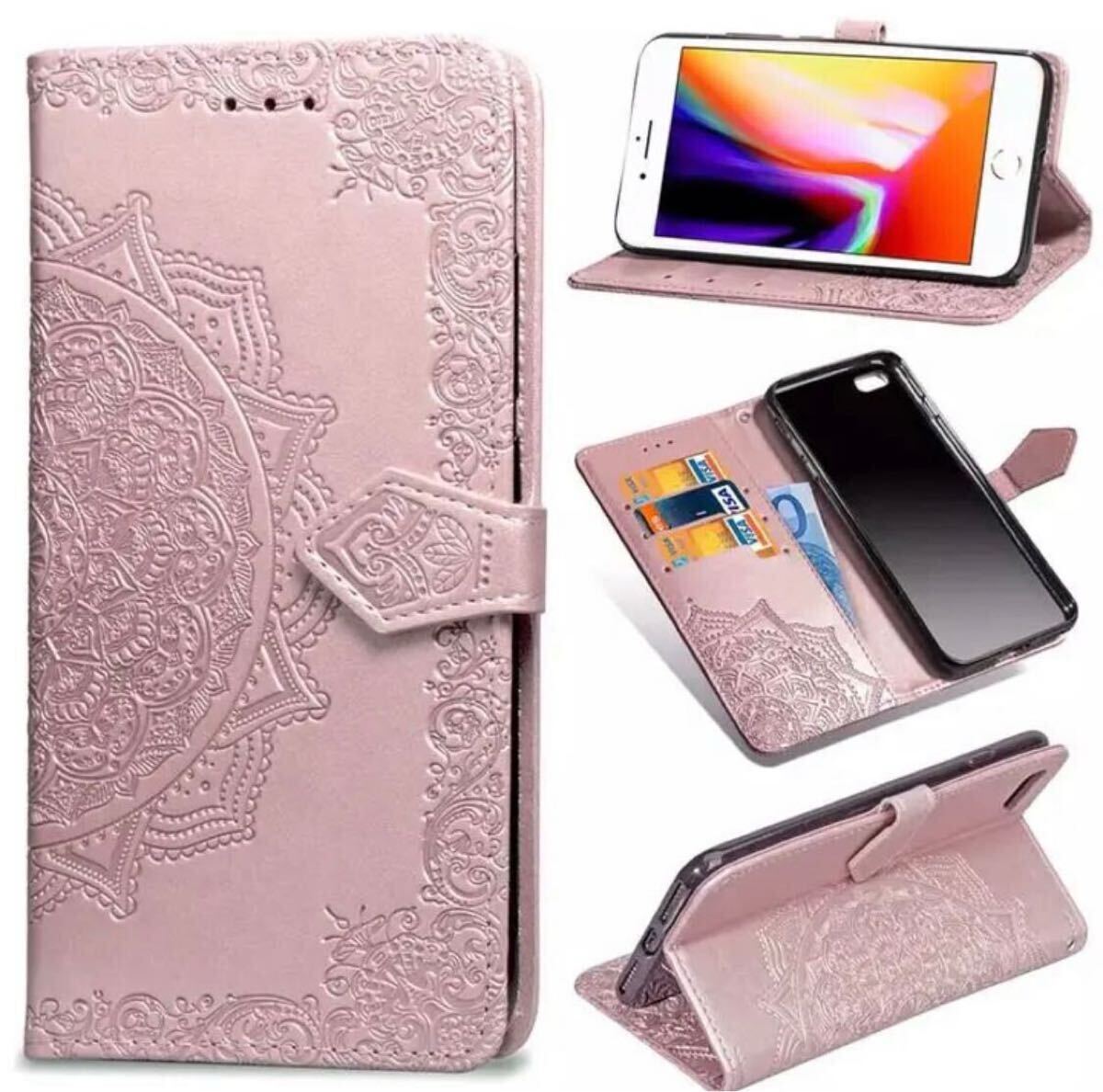  тиснение смартфон кейс блокнот type iPhone X/Xs розовый 