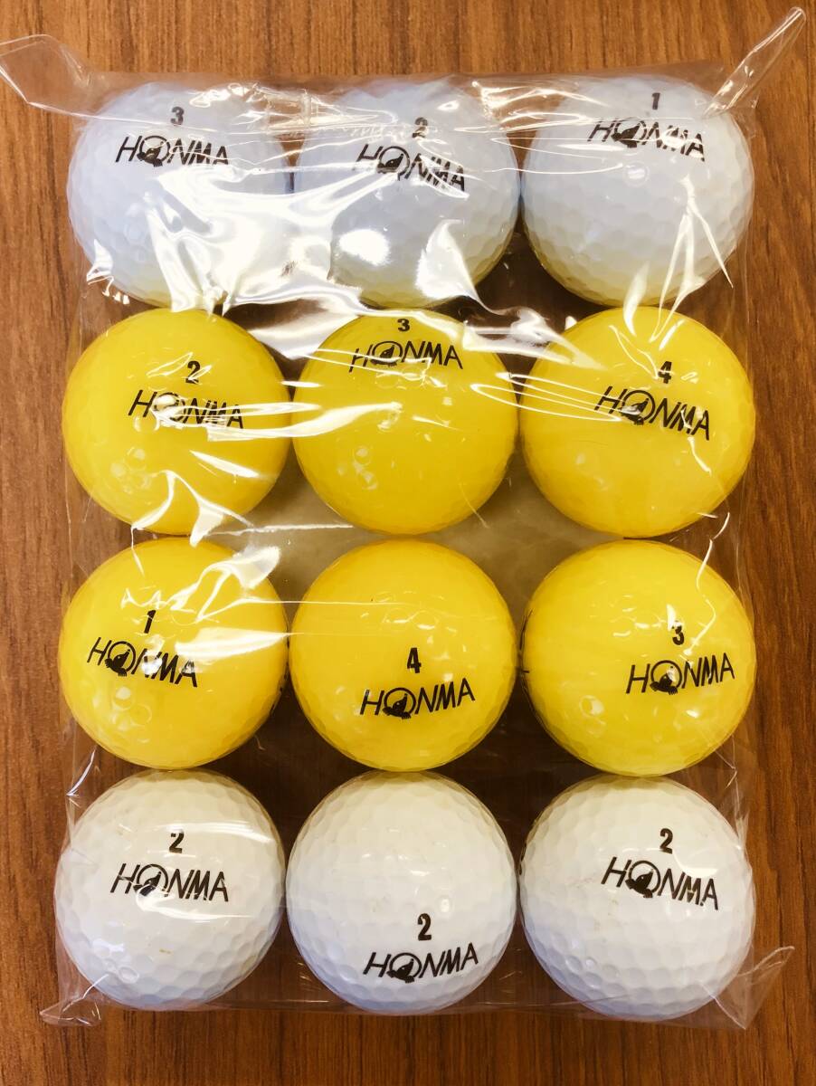 【139-D1】 HONMA D1 (ホワイト＆イエロー) 12個(gè) ロストボール
