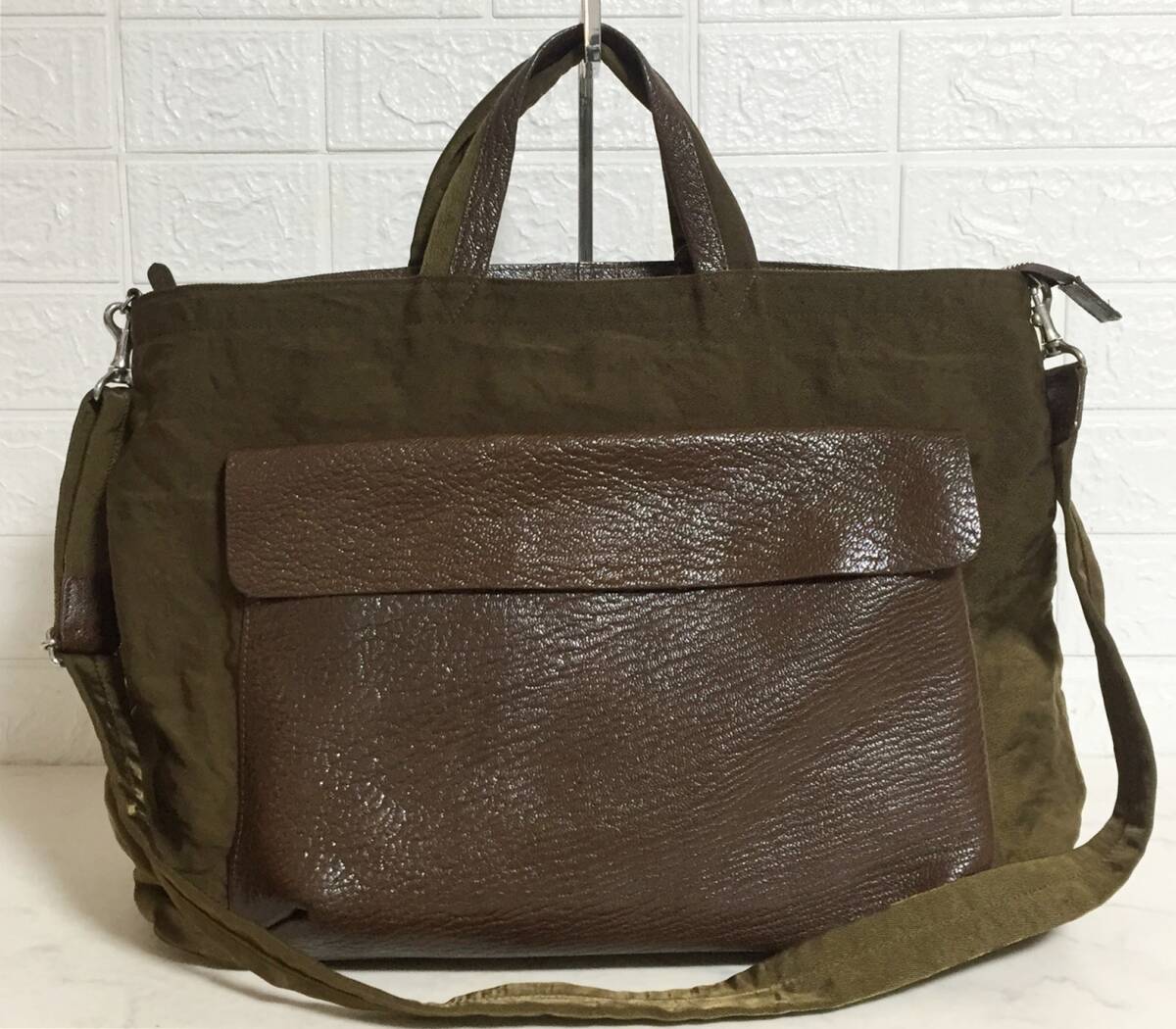 no29776 sun remy サンレミー 本革 レザー ナイロン 2way ショルダー トート バッグ 通勤 通学 A4収納可能