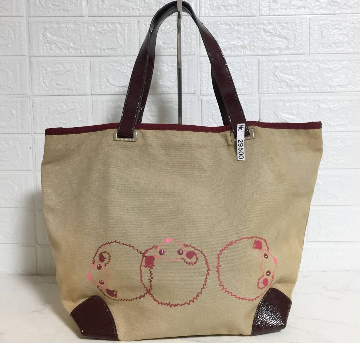 !_no29500 ANYA HINDMARCH Anya Hindmarch эмаль парусина плечо .. плечо большая сумка ходить на работу посещение школы A4 место хранения возможность 