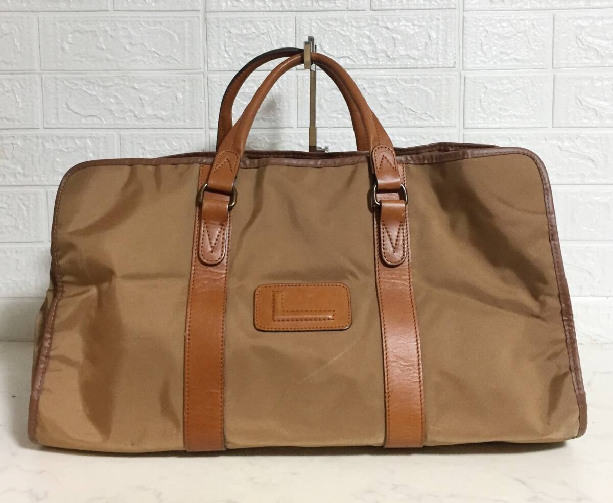 no29465 LANCEL ランセル レザー ナイロン ハンド トート ボストン バッグ