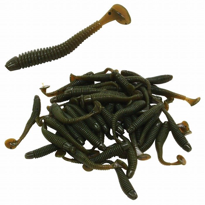 [ new goods immediate payment ] Soft Lure 50 piece wa-m set black black 2 -inch 5cm/50mm Shad tail pull pull ... jig-head split 